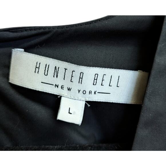 Hunter Bell Tuckernuck NY Palmer Puff Sleeve Midi Dress Black Size L 100% Cotton - Picture 5 of 6